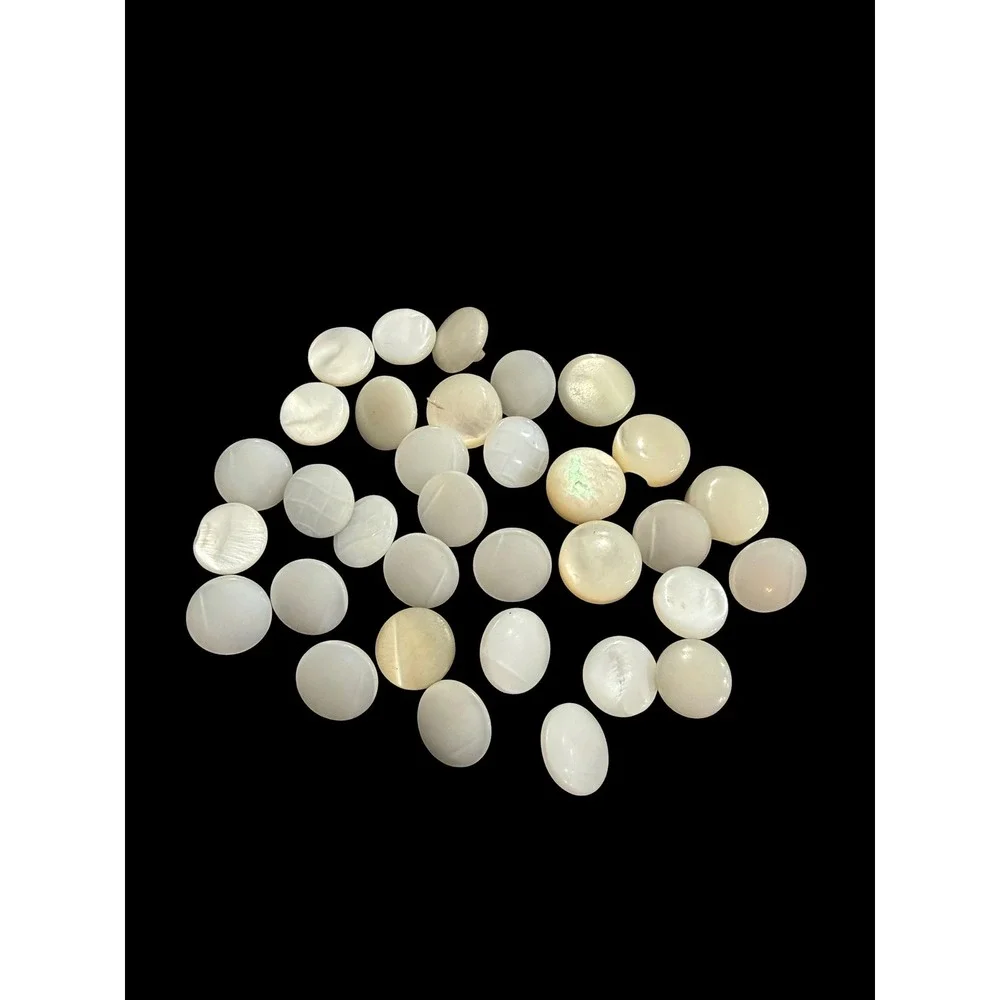 Vtg Mother of Pearl Self Shank Buttons Lot 31 White Shell Domed Carved MOP 0.5